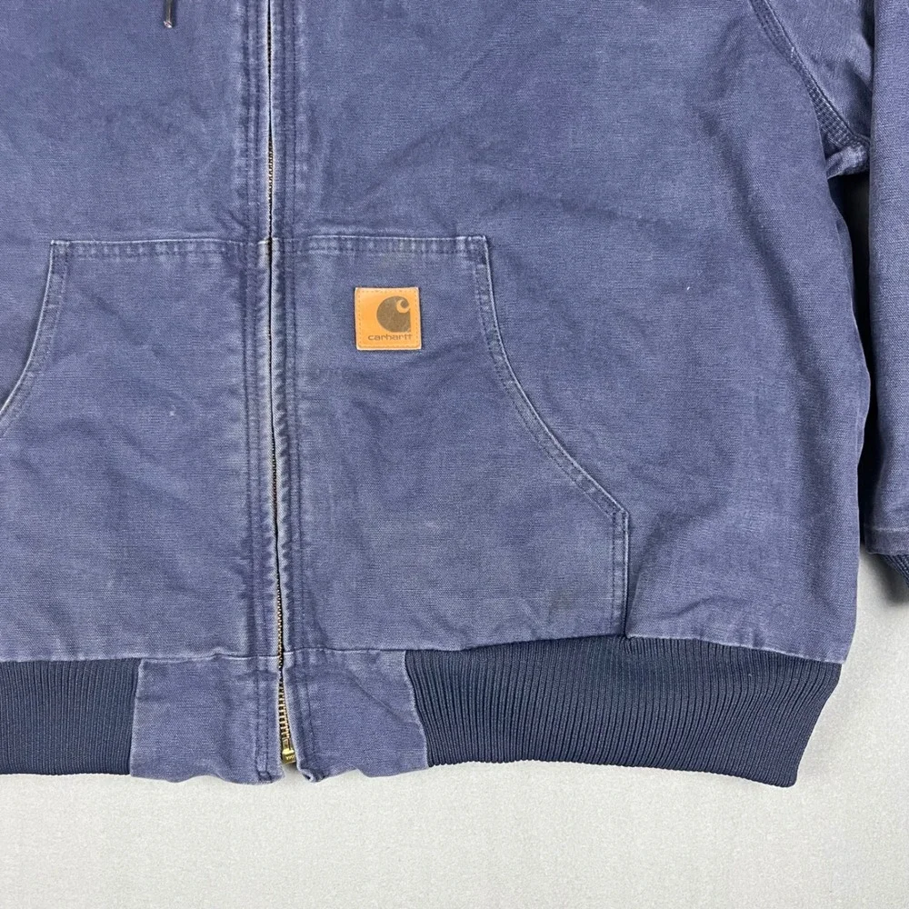 Carhartt 376-20 Duck Canvas Jacket Mens 3XL Navy Blue Hooded Quilted Workwear